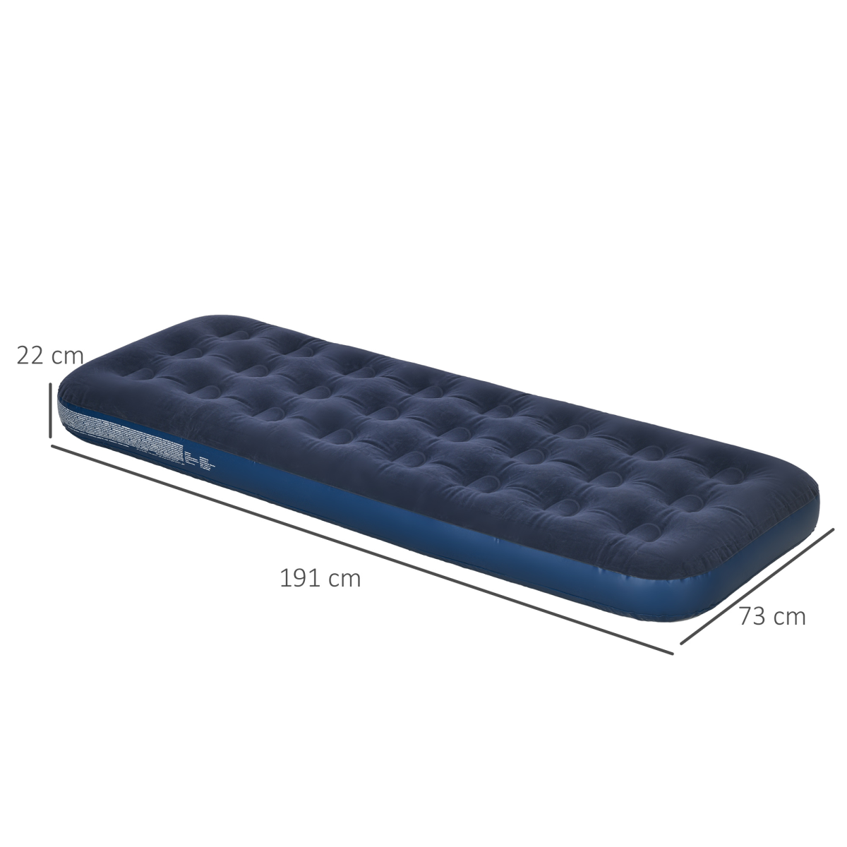 Outsunny Portable Single Air Mattress with Flocked Surface, Blue