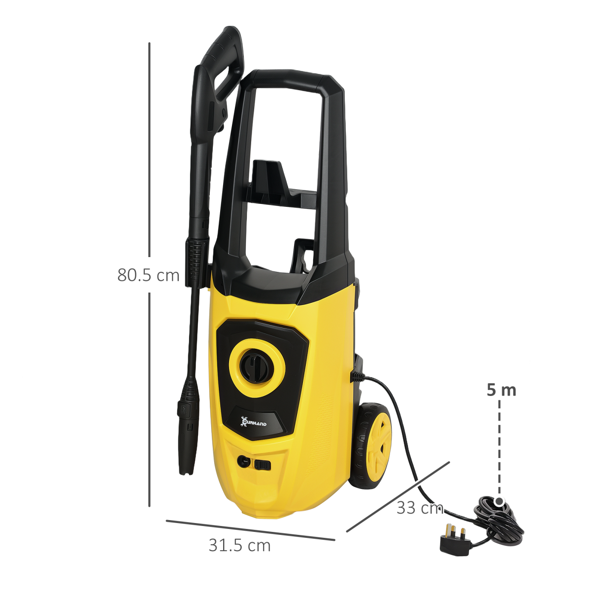 DURHAND 1800W Electric Pressure Washer, 150 Bar, 510 L/h