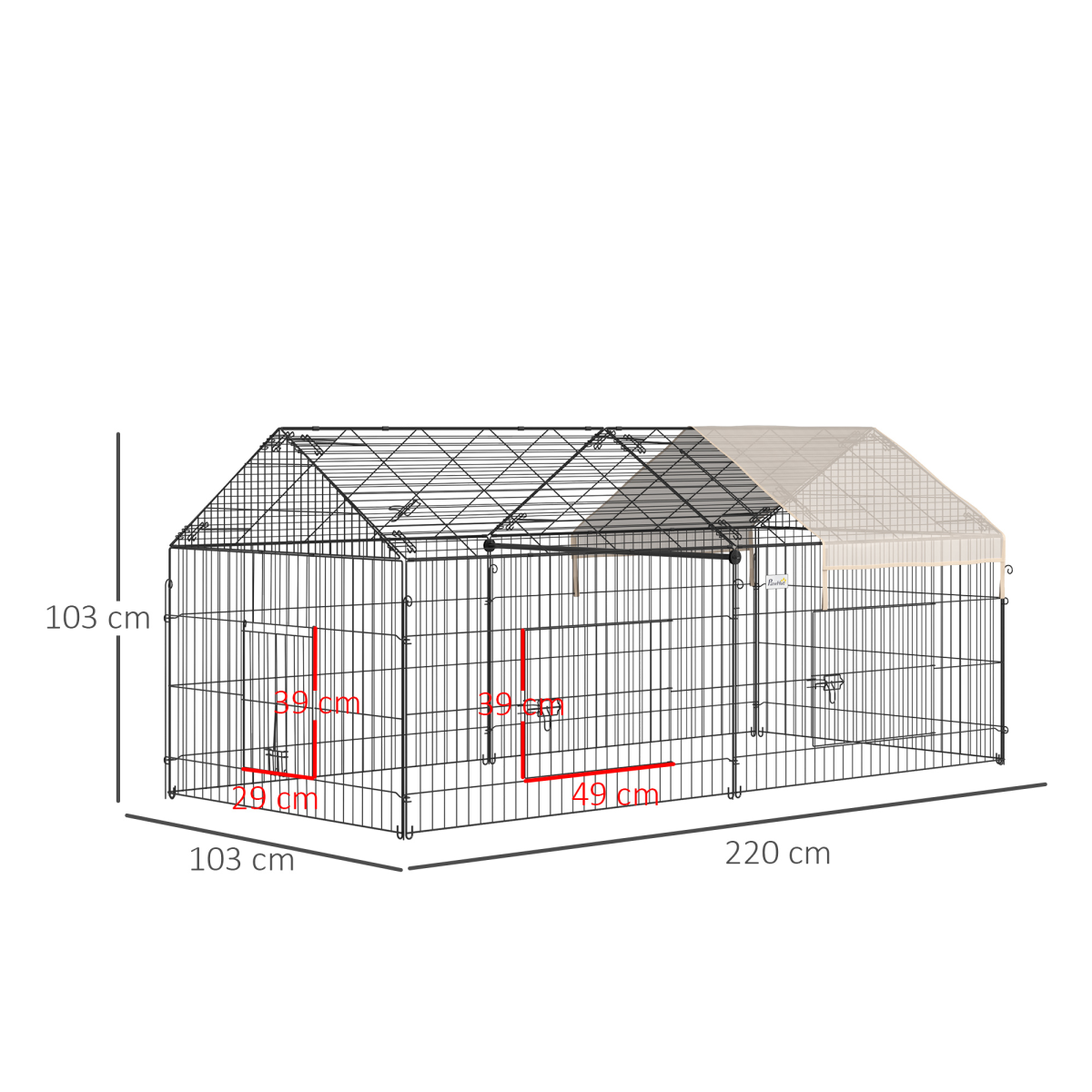 PawHut Spacious Outdoor Pet Shelter with Weather Cover, Portable