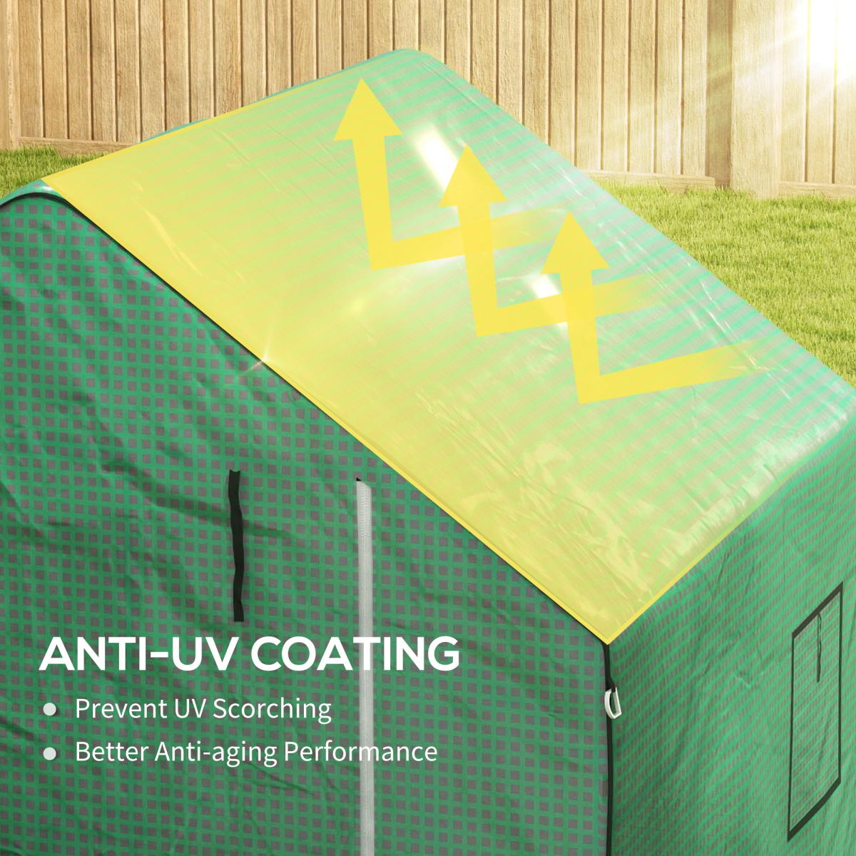 Outsunny Walk-in Greenhouse Replacement Cover with Door and Mesh Windows, Green, for 845-510