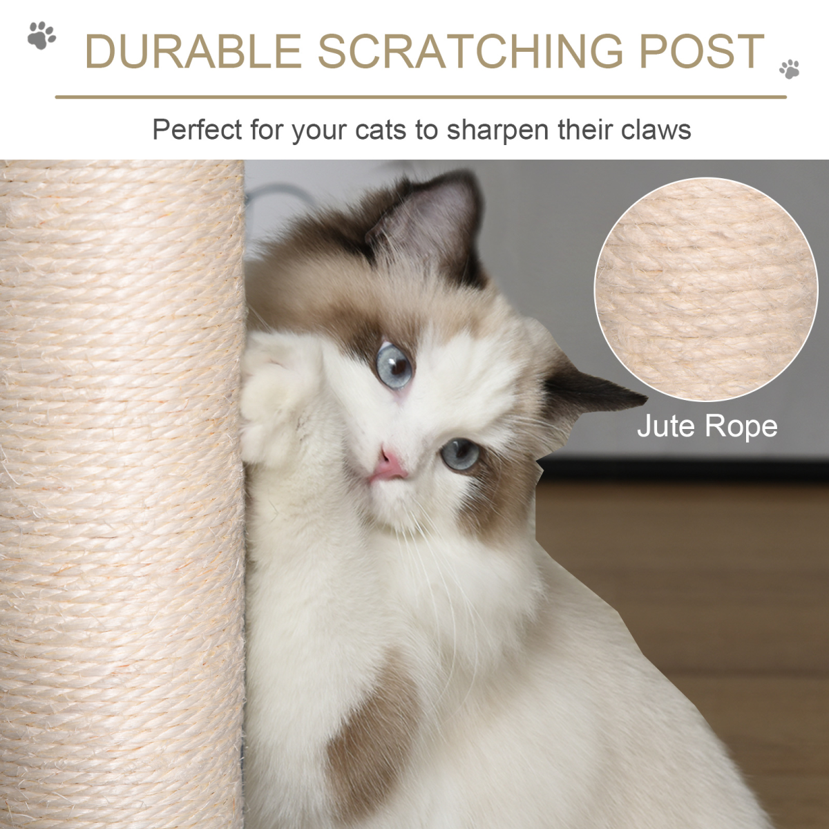 PawHut Multi-Level Cat Tree with Plush Condo, Scratching Posts, Wide Perches and Dangling Rope