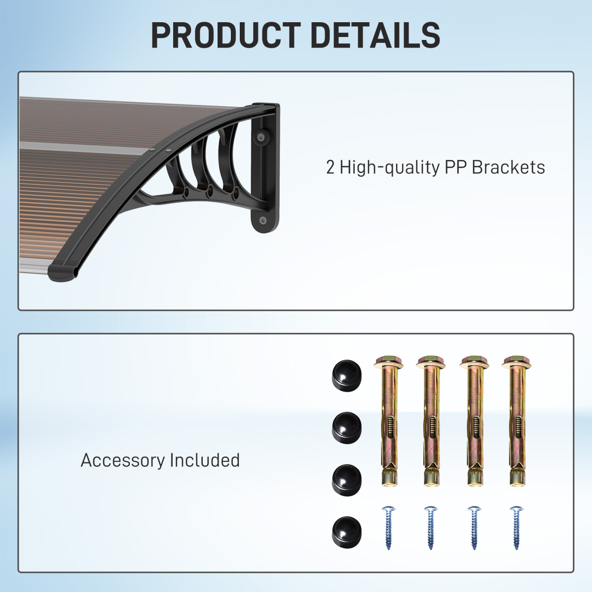 Outsunny Curved Polycarbonate Door Canopy with UV Protection, Brown