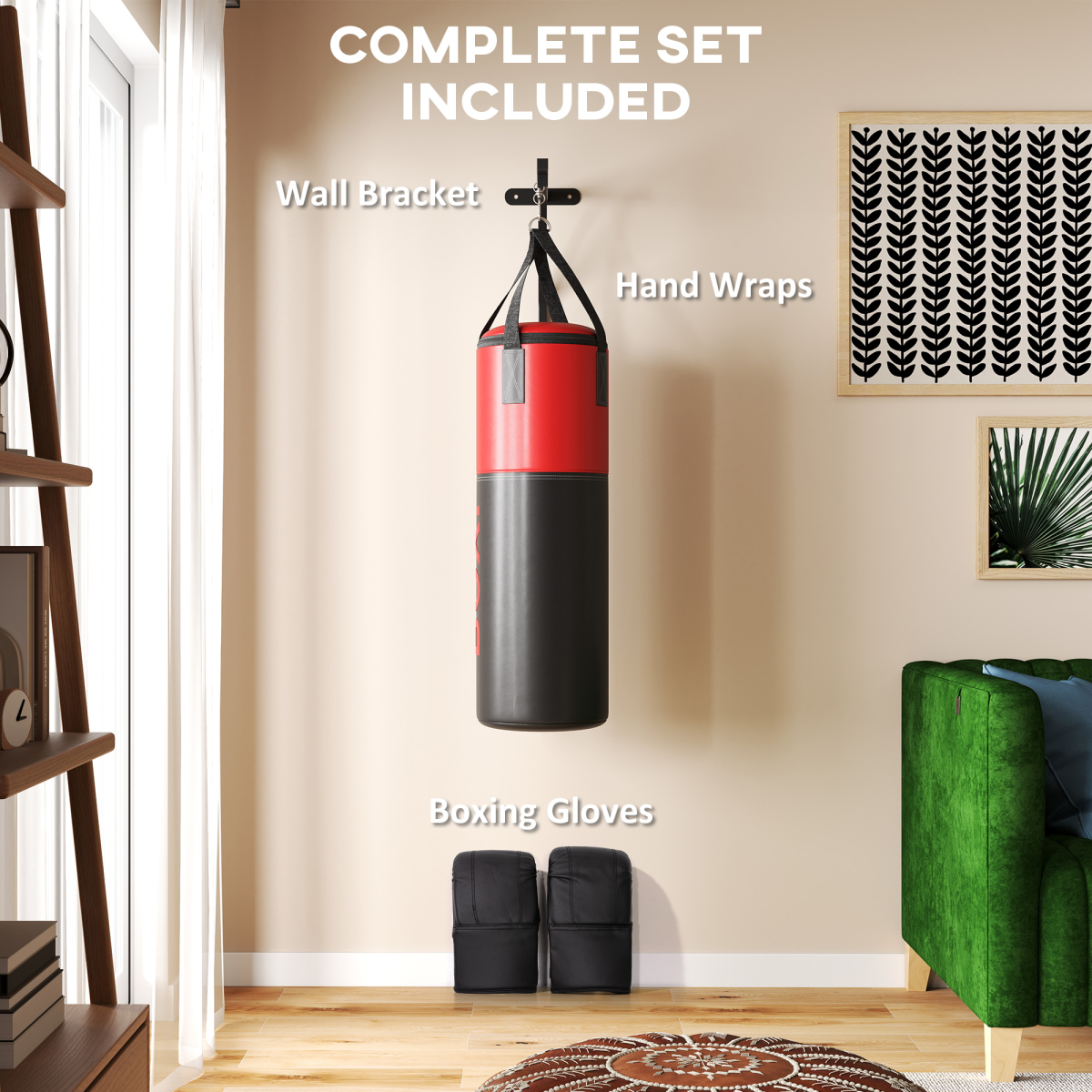 SPORTNOW Fillable Punch Bag with Boxing Gloves and Wall Bracket