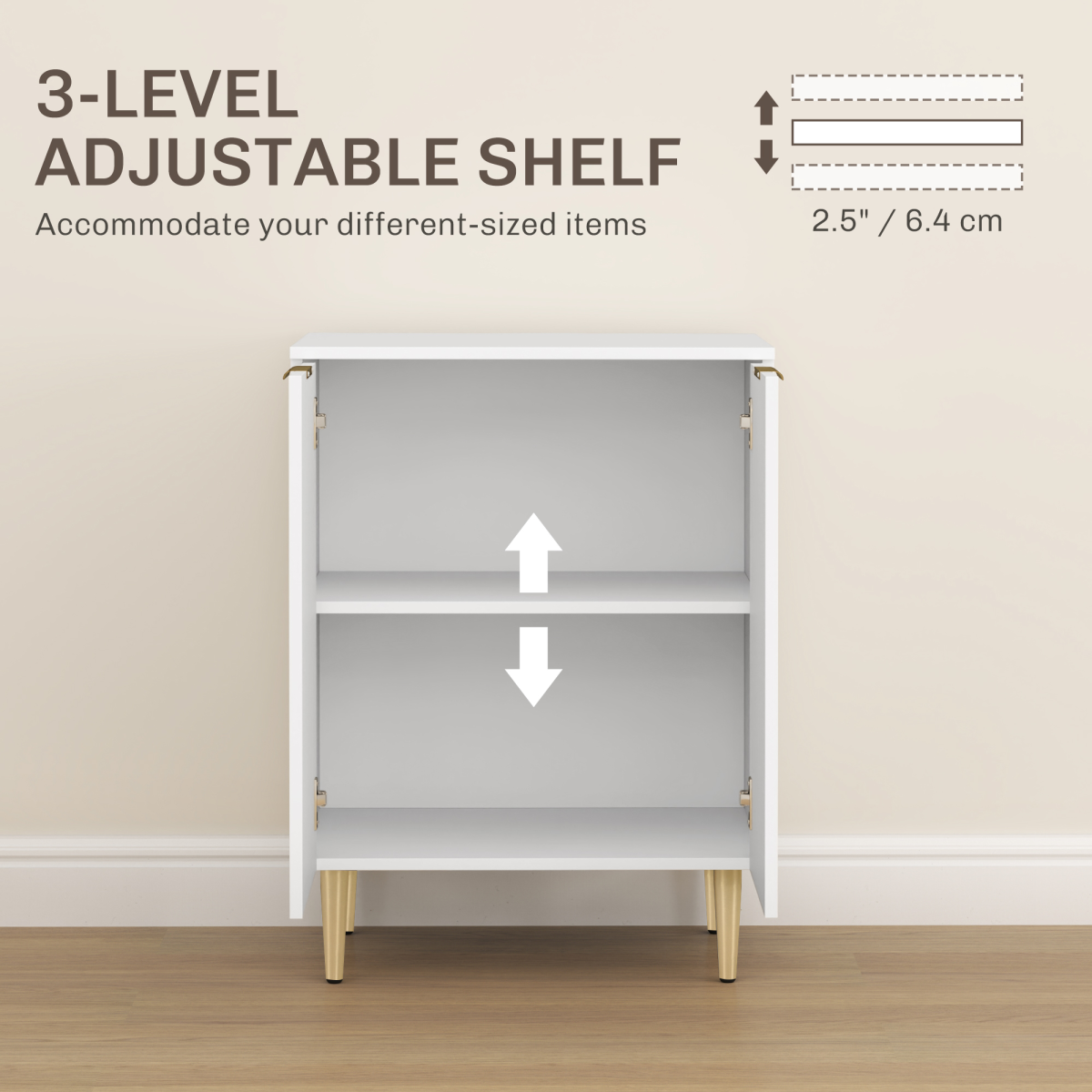 HOMCOM White Sideboard Buffet Cabinet with Adjustable Shelf