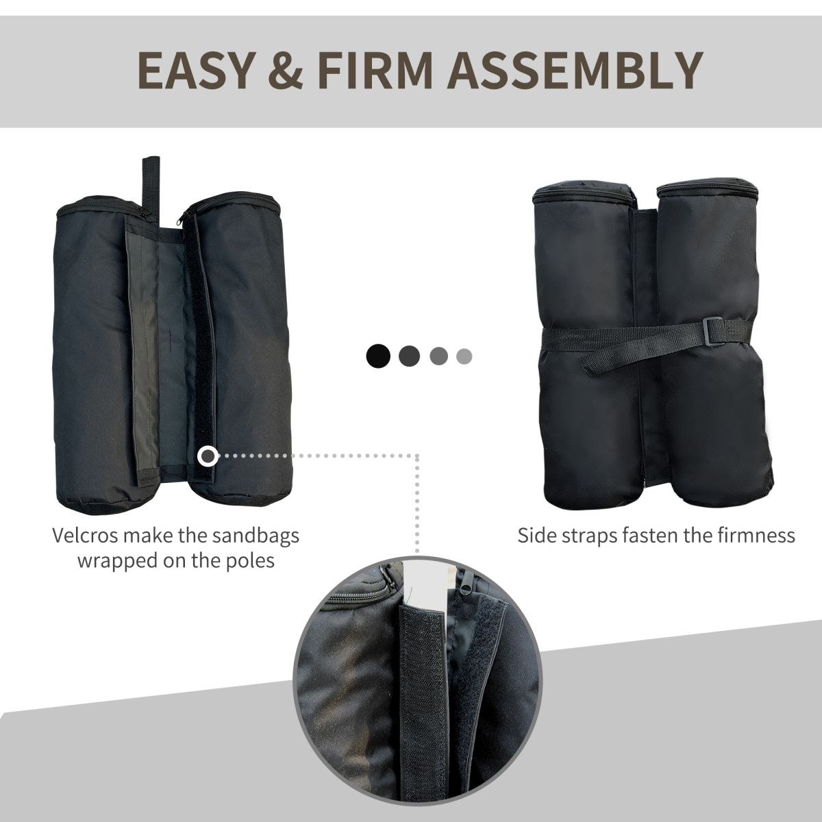 Outsunny 4-Piece Gazebo Sand Bag Weight Set, Black Nylon, for Gazebo Legs