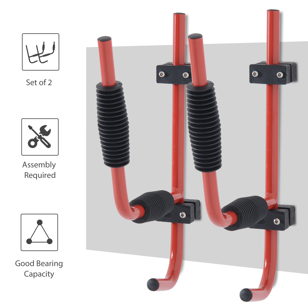 Heavy Duty Iron Kayak Wall Mount Rack with Hooks, Canoe and Paddle Storage, 50kg Capacity