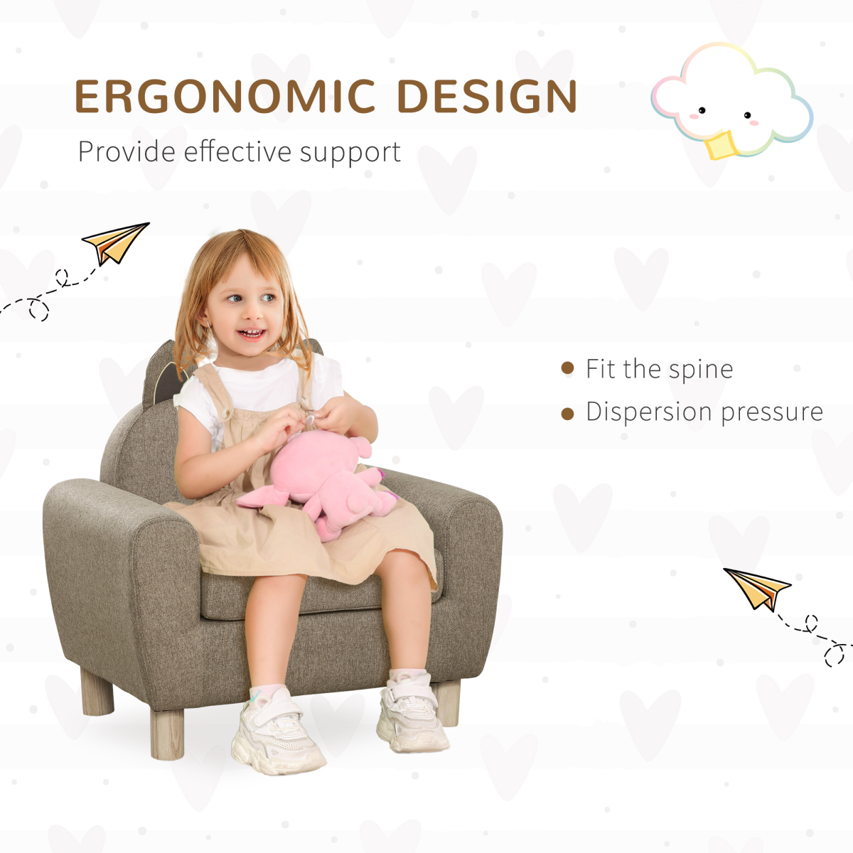 HOMCOM Kids Mini Sofa Toddler Armchair with Storage Bag Brown