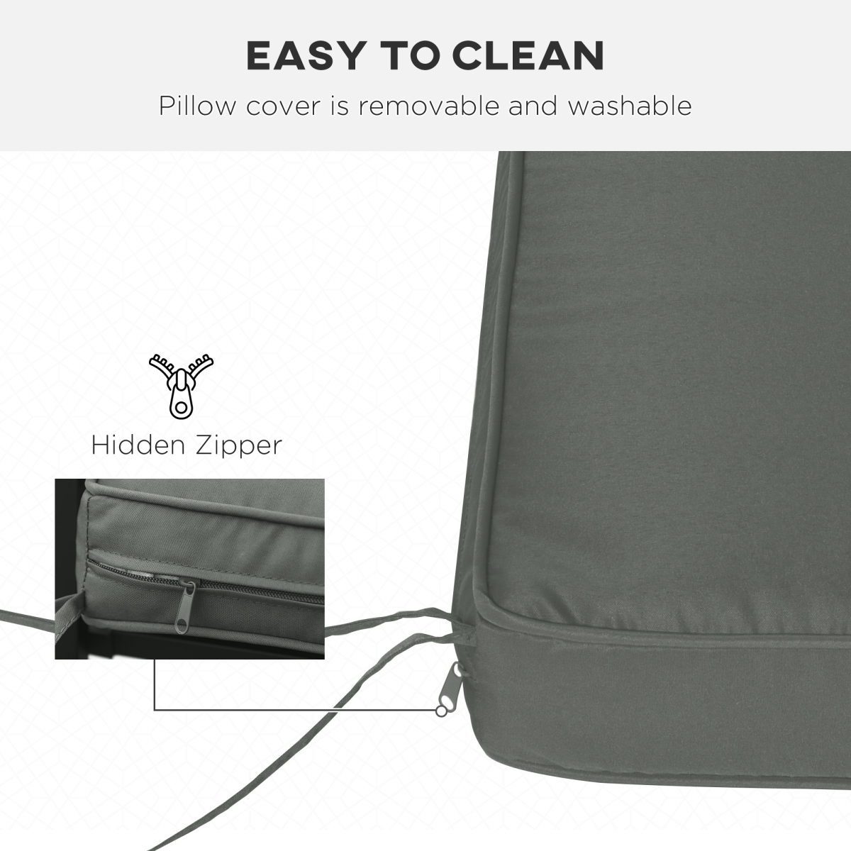 2 Seater Garden Bench Cushion 120 x 50 x 8cm Grey
