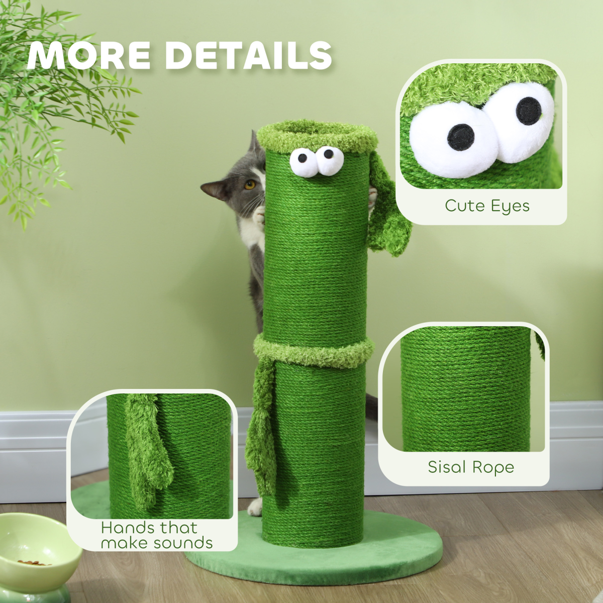 PawHut Indoor Cat Scratching Post with Sisal Rope, Large Base