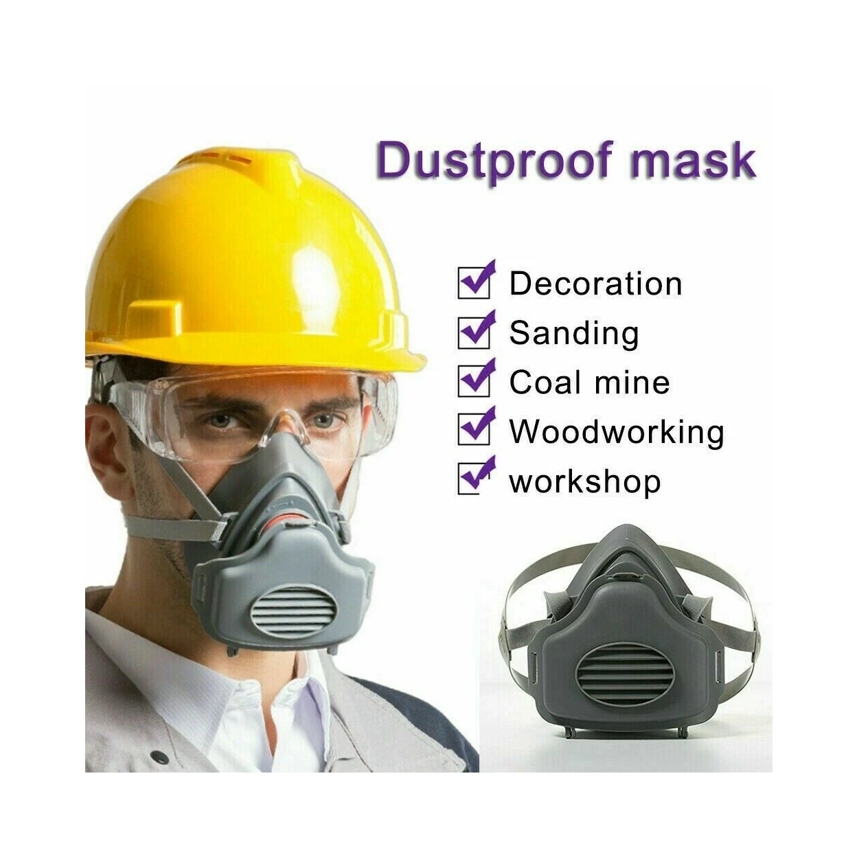 Reusable Half Face Cover Respirator Dust Mask for Woodworking Painting Welding(US Logistics only For USPS.TK/TMEU only For self-pickup)