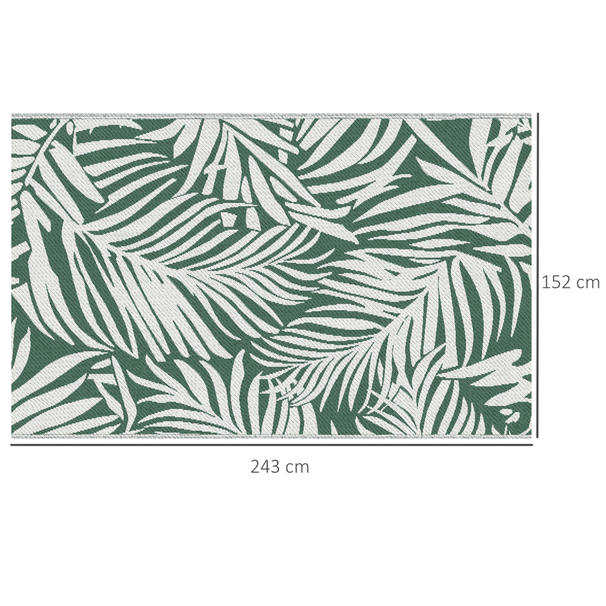 Outsunny Reversible Outdoor Rug 1.5 x 2.4m, Green & White