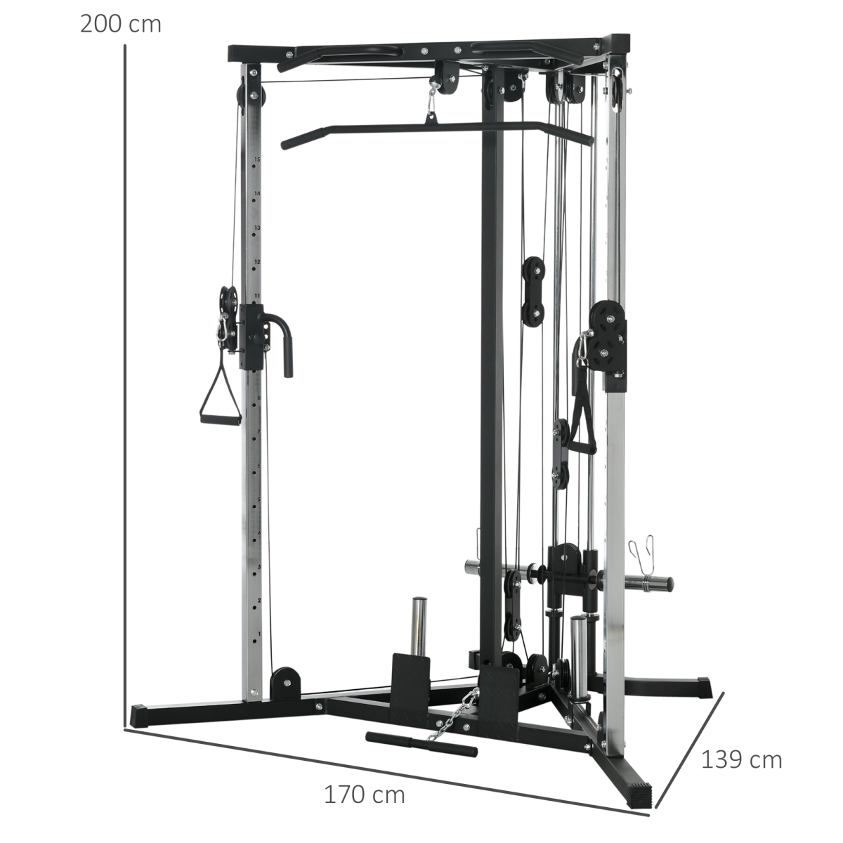 SPORTNOW Adjustable Home Gym Machine with Dual Pulley System