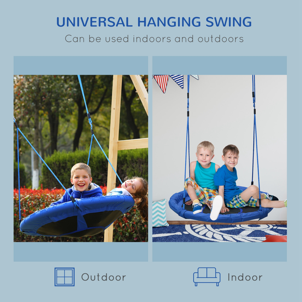 100cm Kids Nest Swing Seat, Round Playground Swing, 100kg Capacity