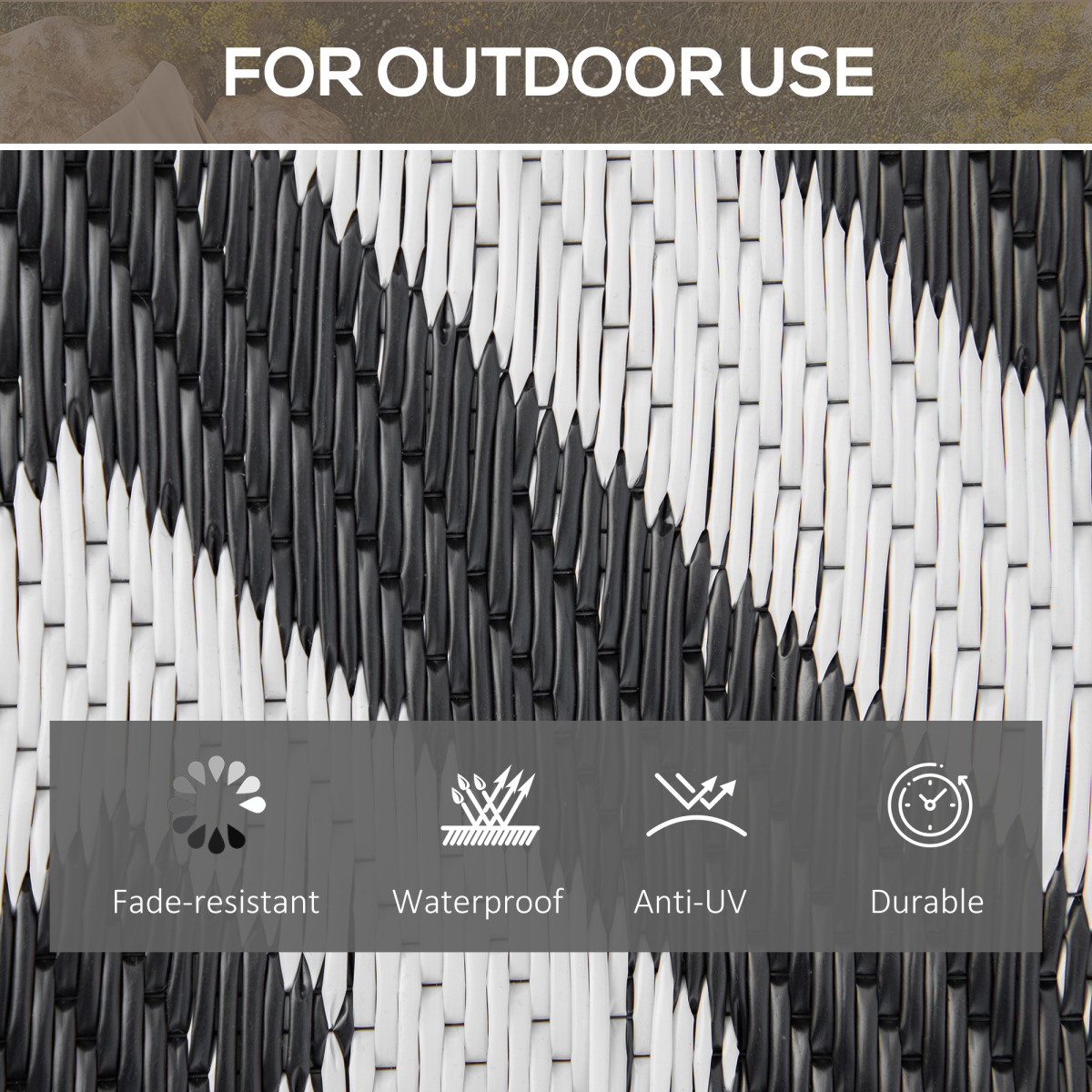 Reversible Portable Outdoor Rug, Foldable Polypropylene RV Mat