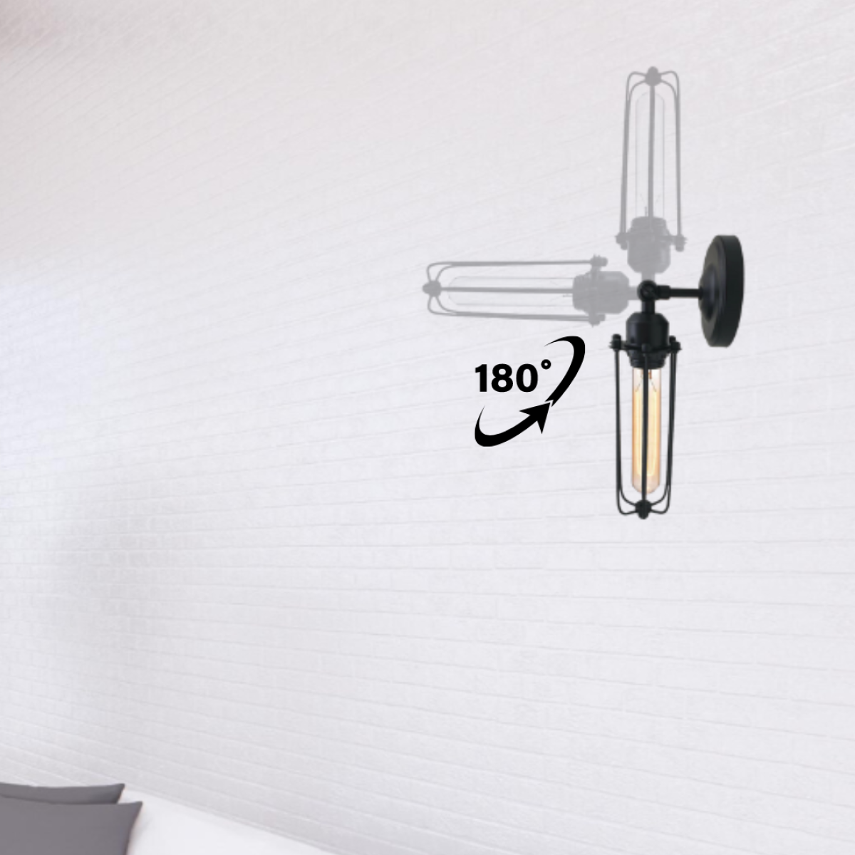Black Industrial Adjustable Long Cage Metal Wall Light E27