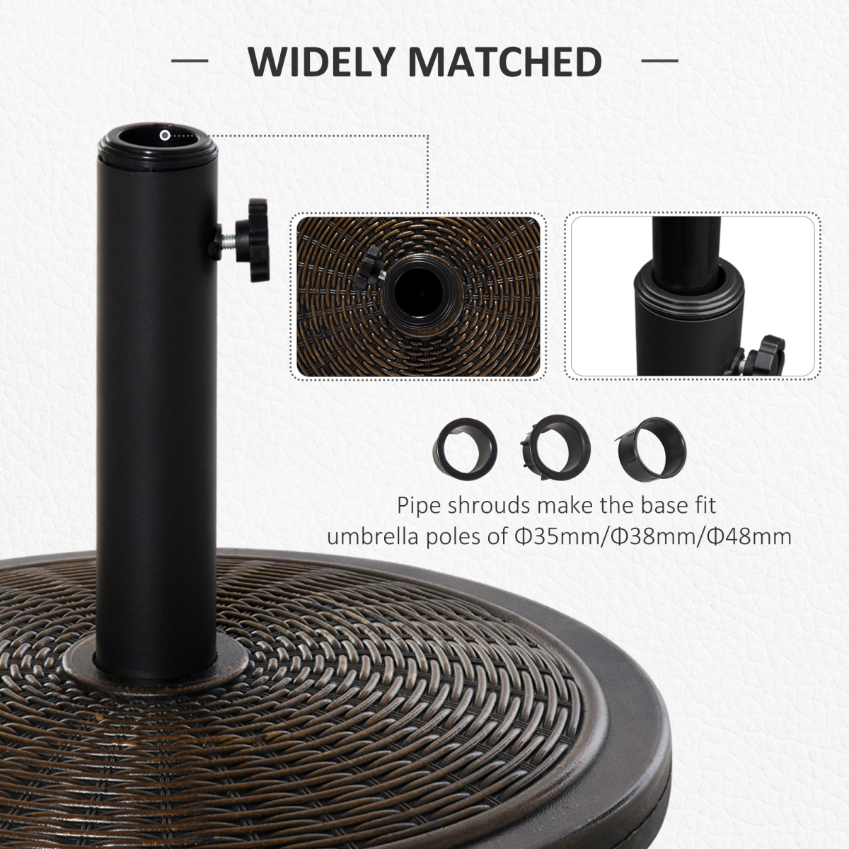 Outsunny 13kg Cantilever Umbrella Base with Adjustable Fit, Black