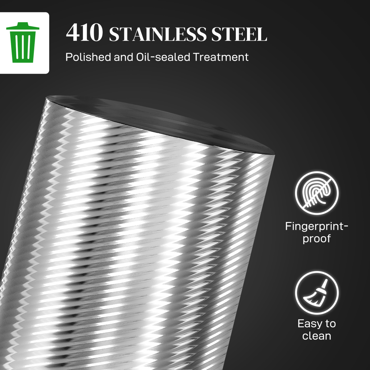 HOMCOM 20L Stainless Steel Kitchen Pedal Bin with Soft-Close Lid, Silver