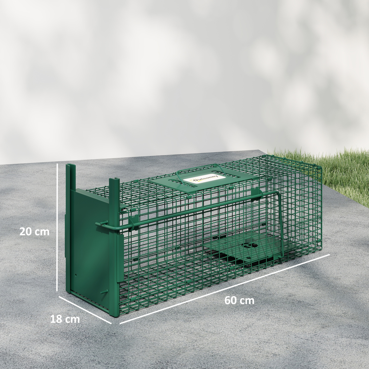 Outsunny Single Door Steel Rat Trap for Small Animals, Dark Green