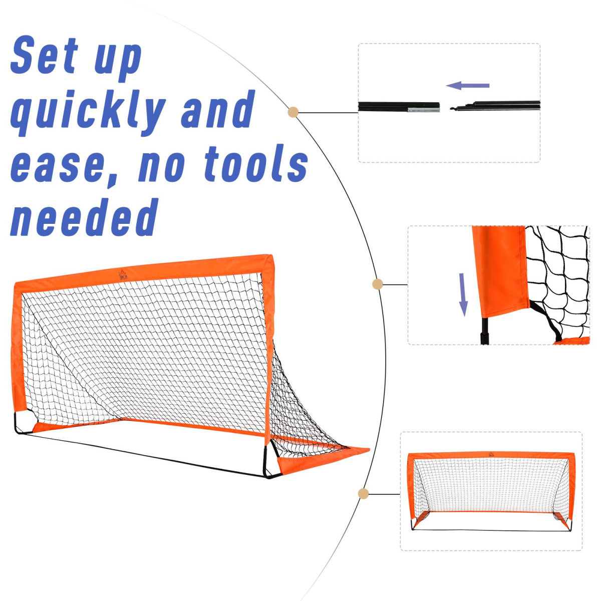 Foldable Steel Frame Soccer Goal with Carry Bag, 6' x 3