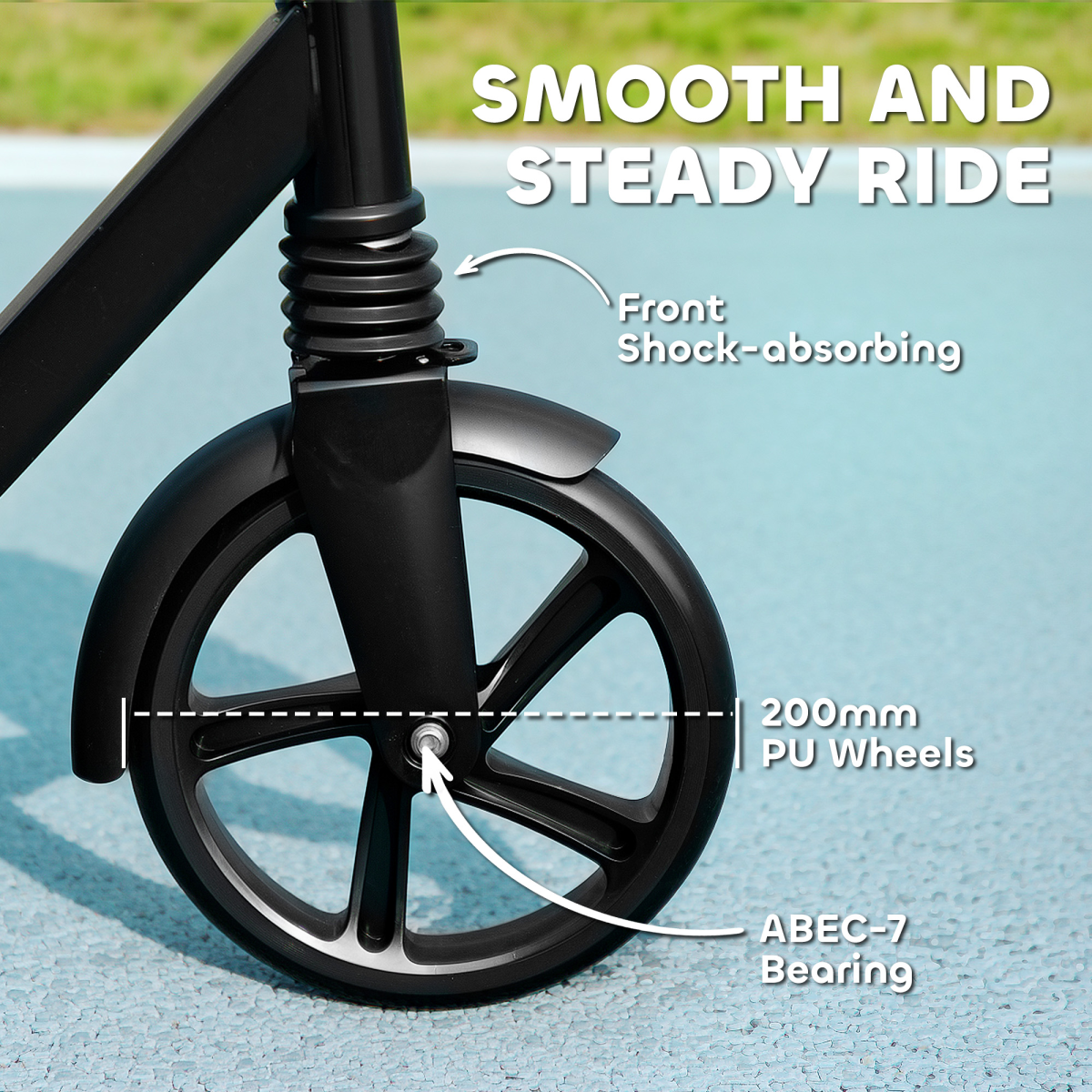 AIYAPLAY Kids Foldable Scooter with Adjustable Handlebar, Black