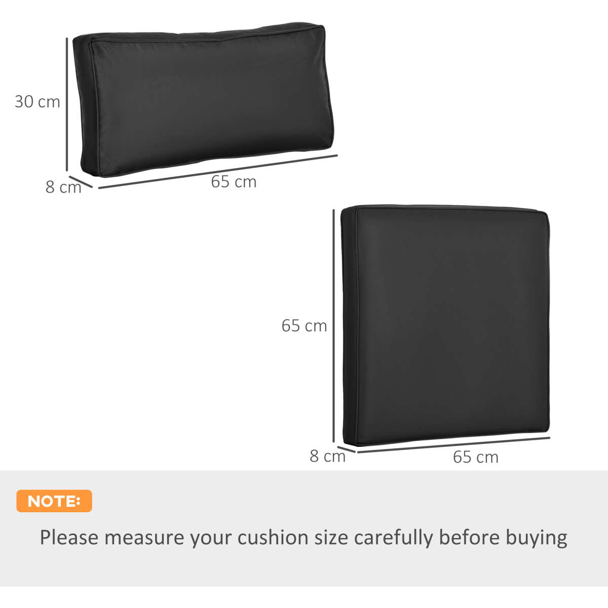 Outsunny 14-Piece Black Replacement Cushion Set for Garden Furniture