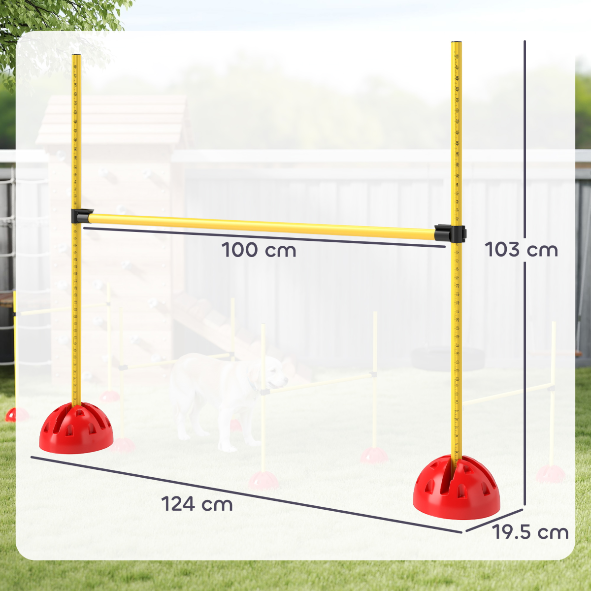 PawHut 4-Piece Adjustable Dog Agility Jump Set with Carry Bag