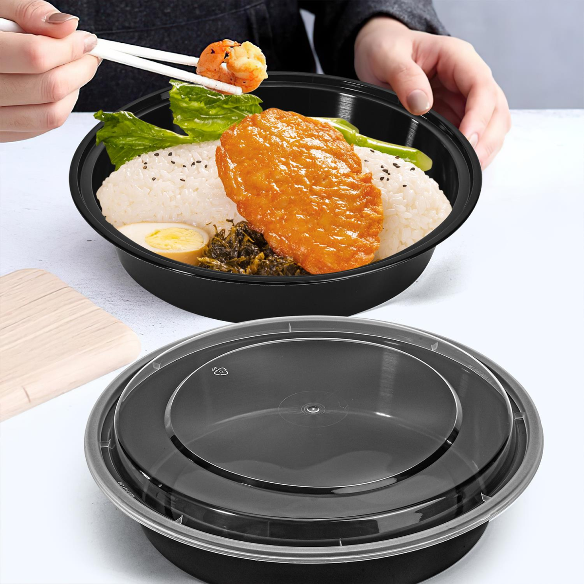 Vinsani 20 Pack Round 1 Compartment Meal Prep Containers with Airtight Leak-Resistant Lids, Stackable BPA-Free Plastic