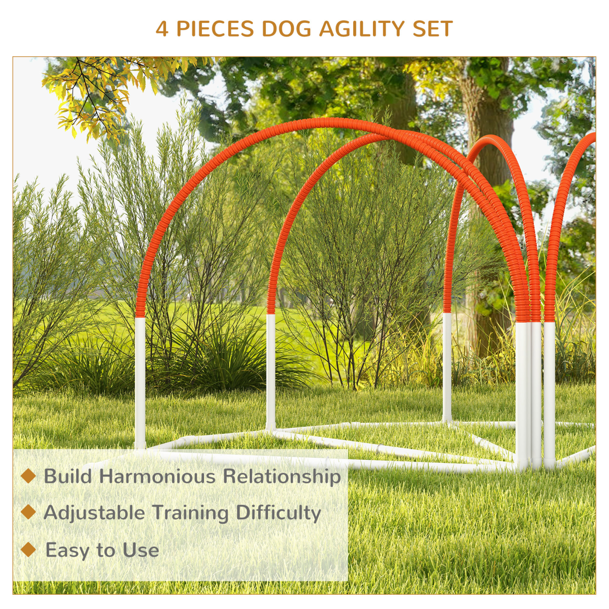 PawHut 4-Piece Dog Agility Training Set with Carry Bag