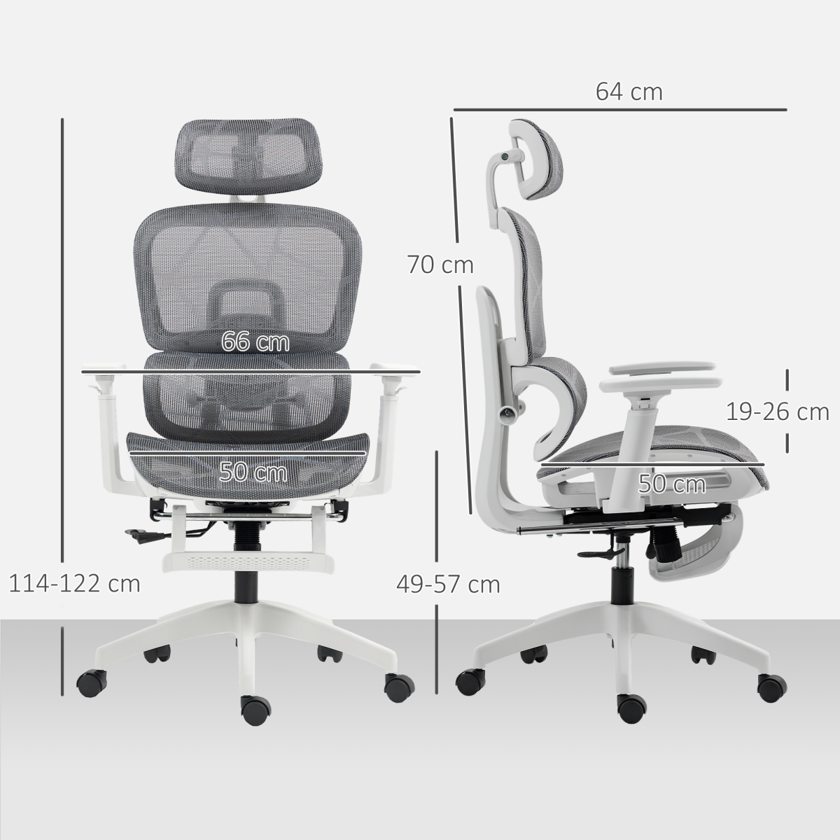 HOMCOM Ergonomic Mesh Office Chair, Swivel, Adjustable, Grey