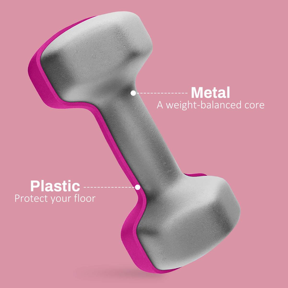 SPORTNOW 2-Piece Pink 3kg Hex Dumbbell Set with Non-Slip Grip