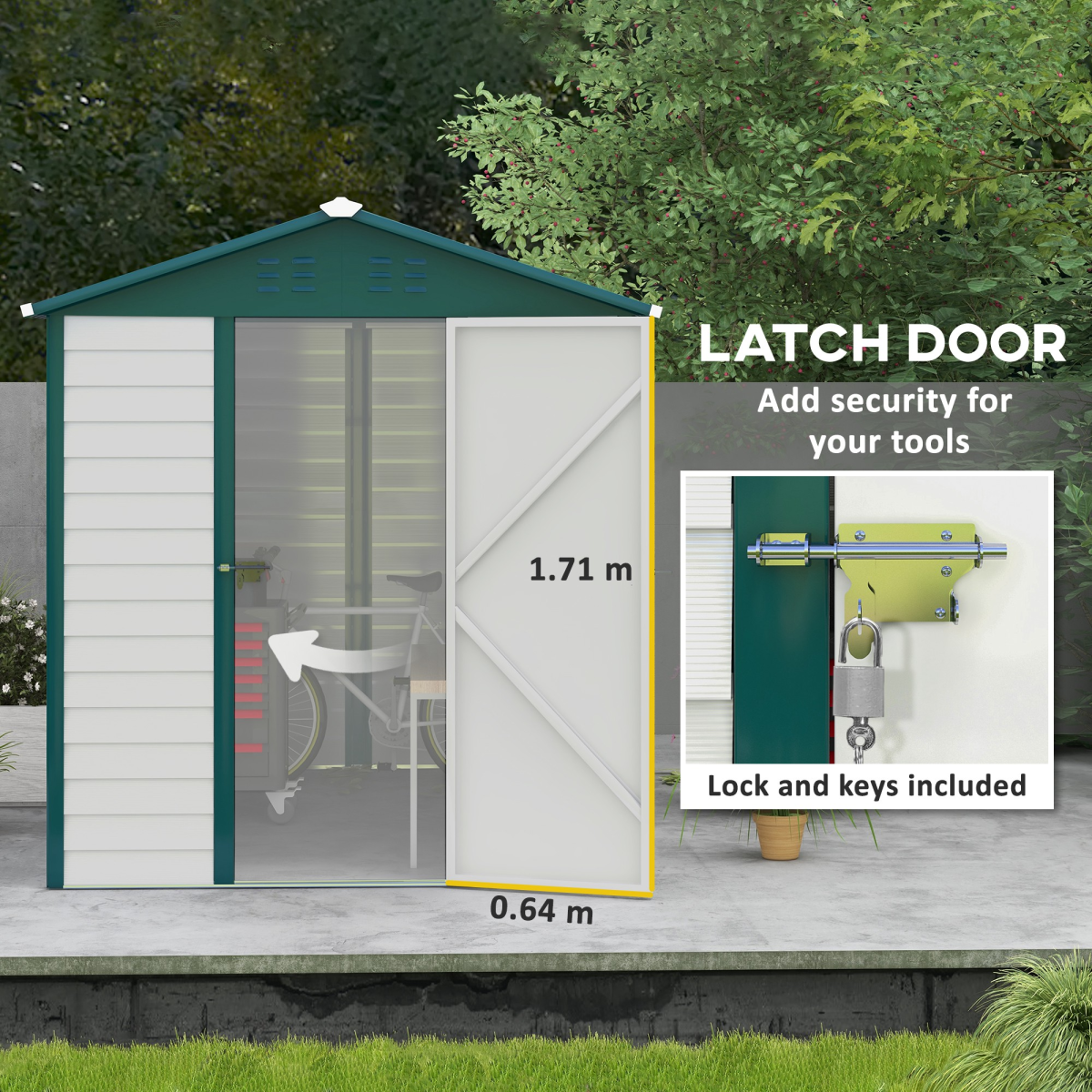 Outsunny 8.8 x 6.3ft Galvanized Steel Garden Storage Shed with Lockable Door, Window and Ventilation Panels