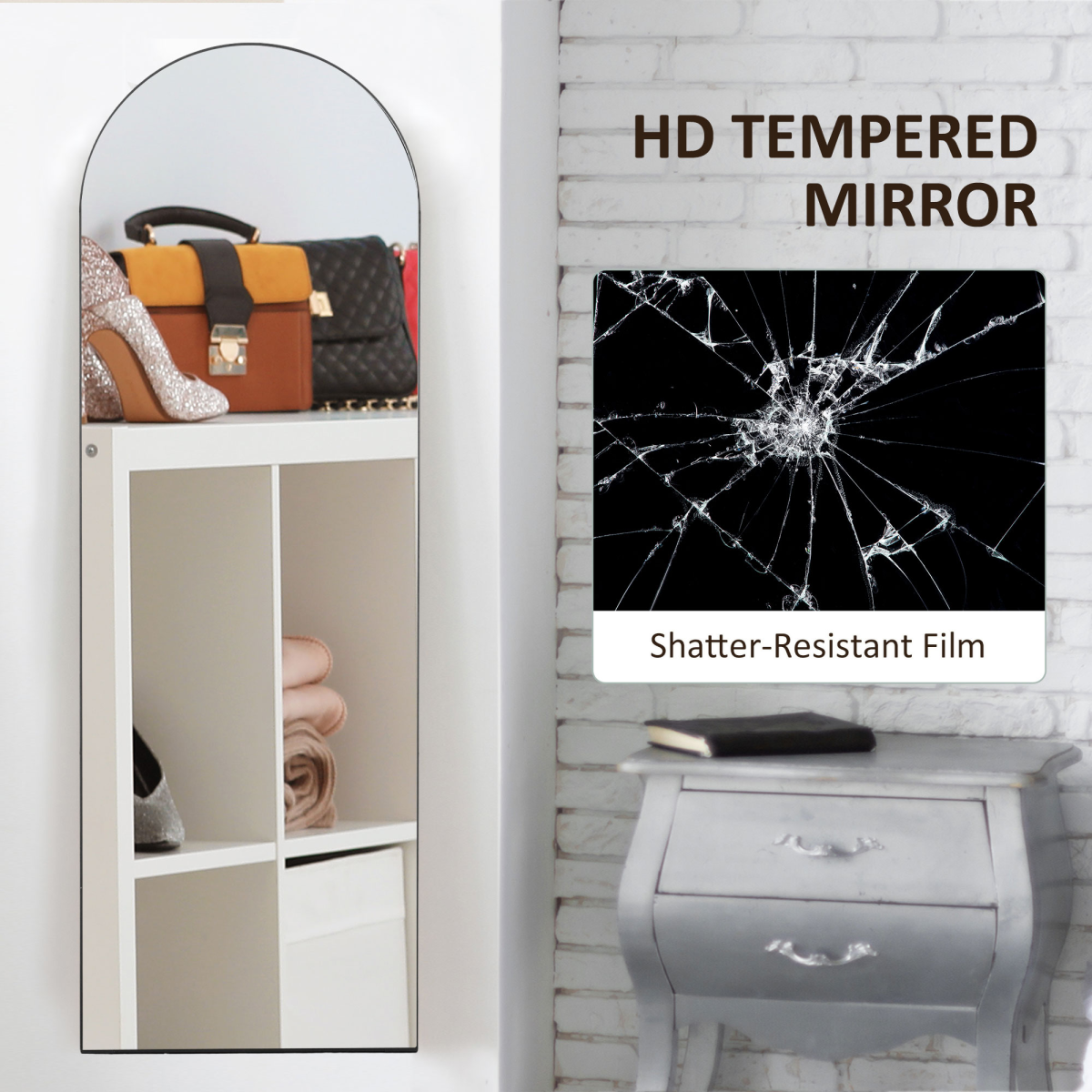 HOMCOM Full Length Wall-Mount Leaning Standing Mirror 150 x 50cm Black
