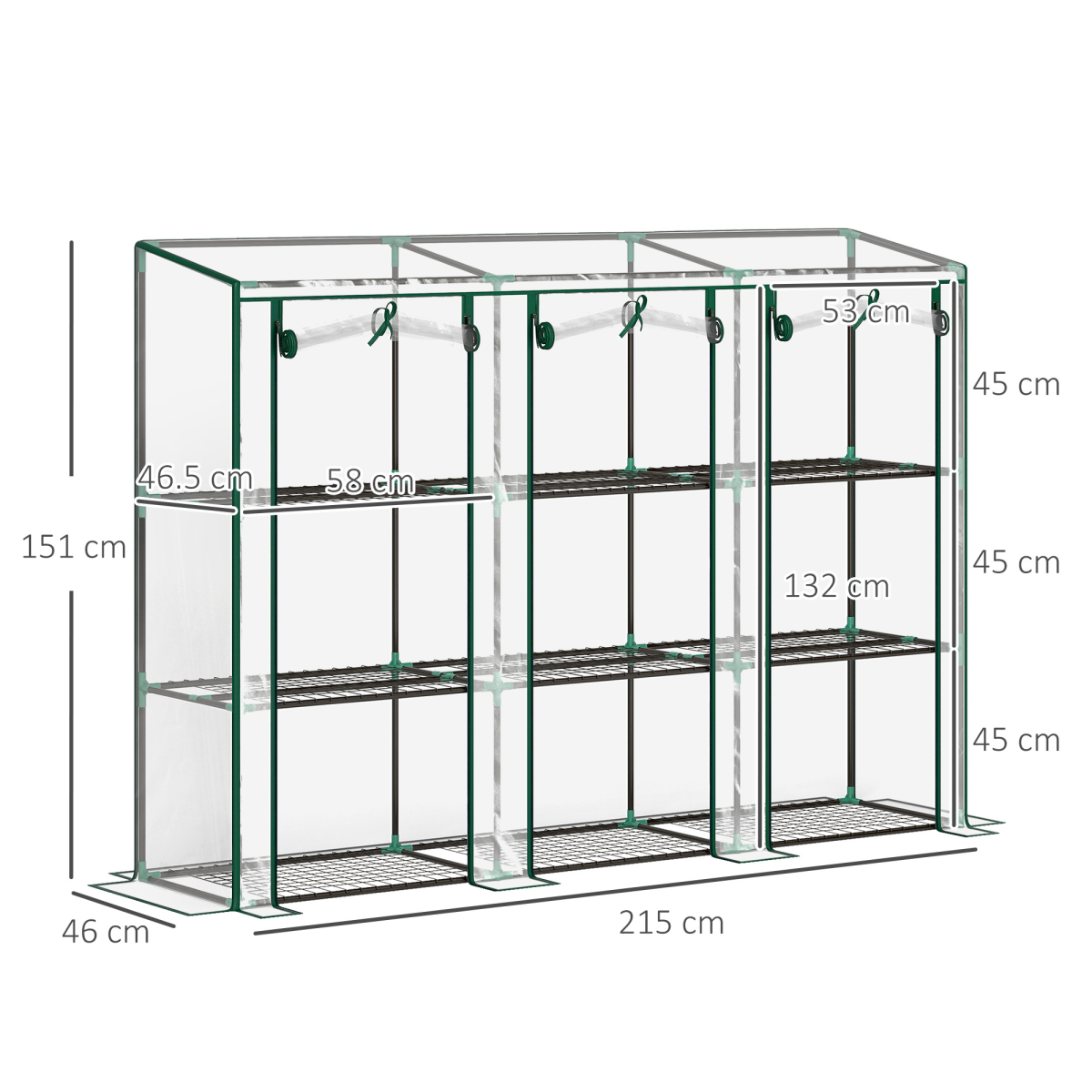 Outsunny 3-Tier Lean-to Mini Greenhouse with Clear Plastic Cover