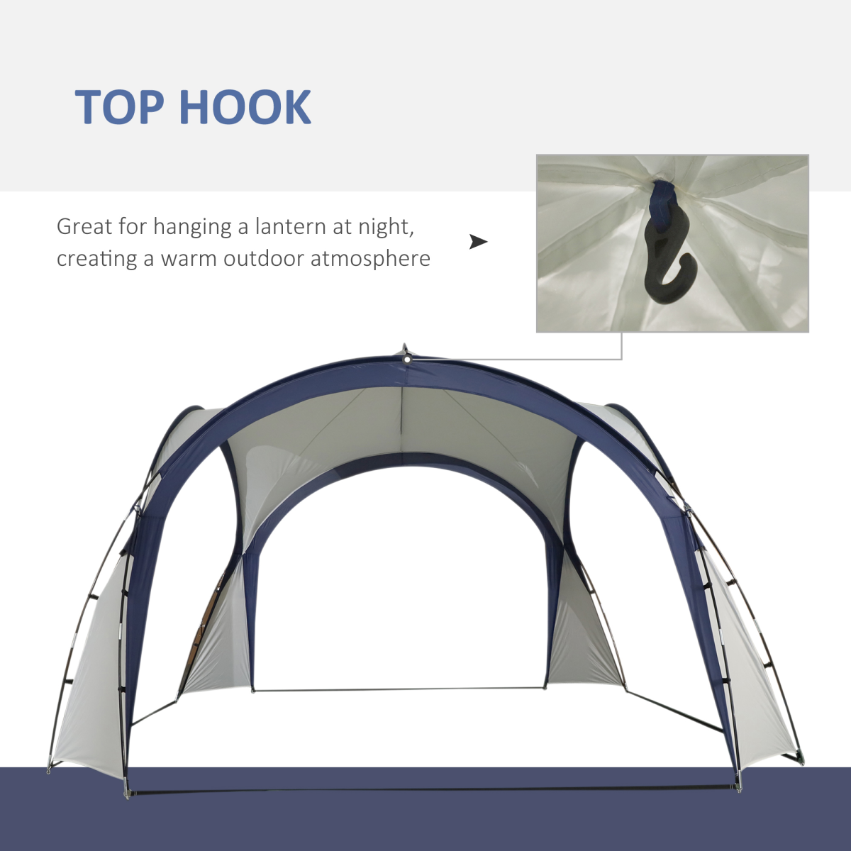 Outdoor 3.5 x 3.5 m Dome Gazebo Party Tent for Garden Events with Guy Ropes and Ground Pegs