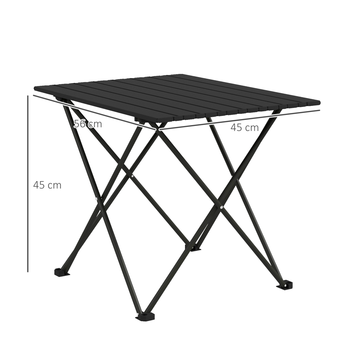 Outsunny Folding Camping Table, Metal, Portable with Carry Bag, Black