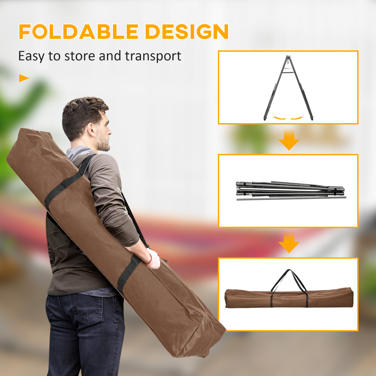 Outsunny Foldable 2-in-1 Hammock Stand & Clothes Drying Rack