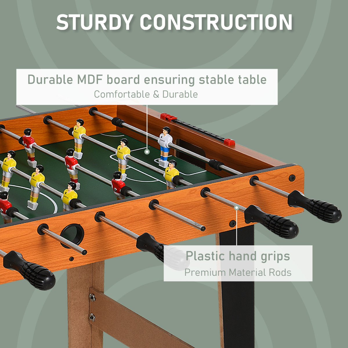 Wooden 84.5cm Foosball Table, 4-Player Football Game, 2 Balls