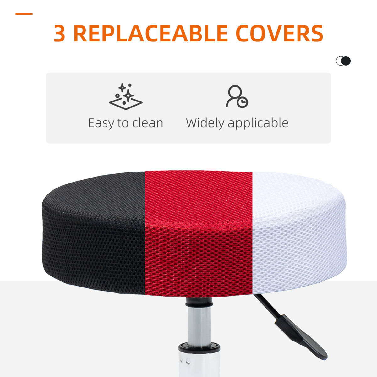 HOMCOM Swivel Adjustable Salon Stool with 3 Changeable Covers