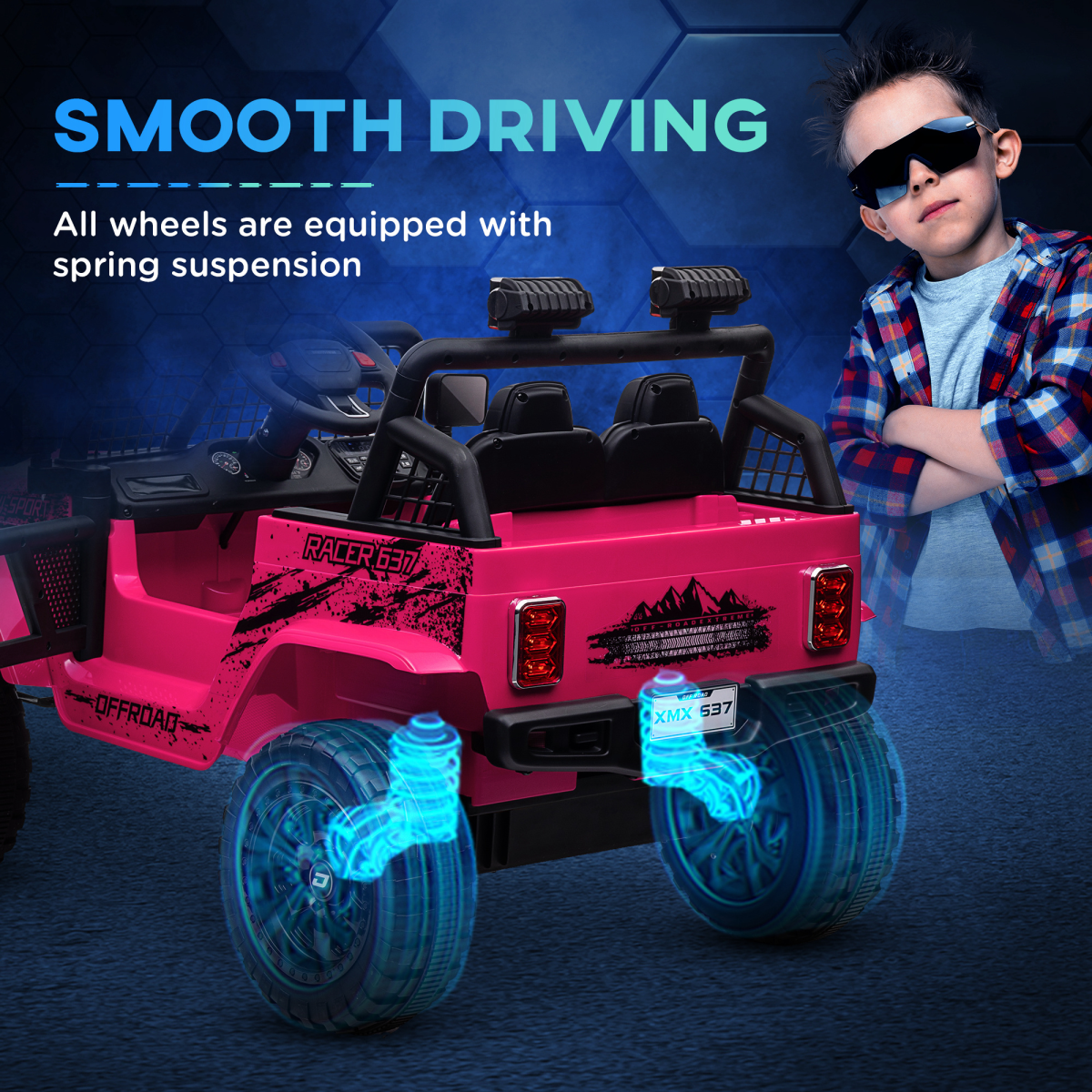 AIYAPLAY 12V Kids Electric Ride On Truck with Remote, Pink