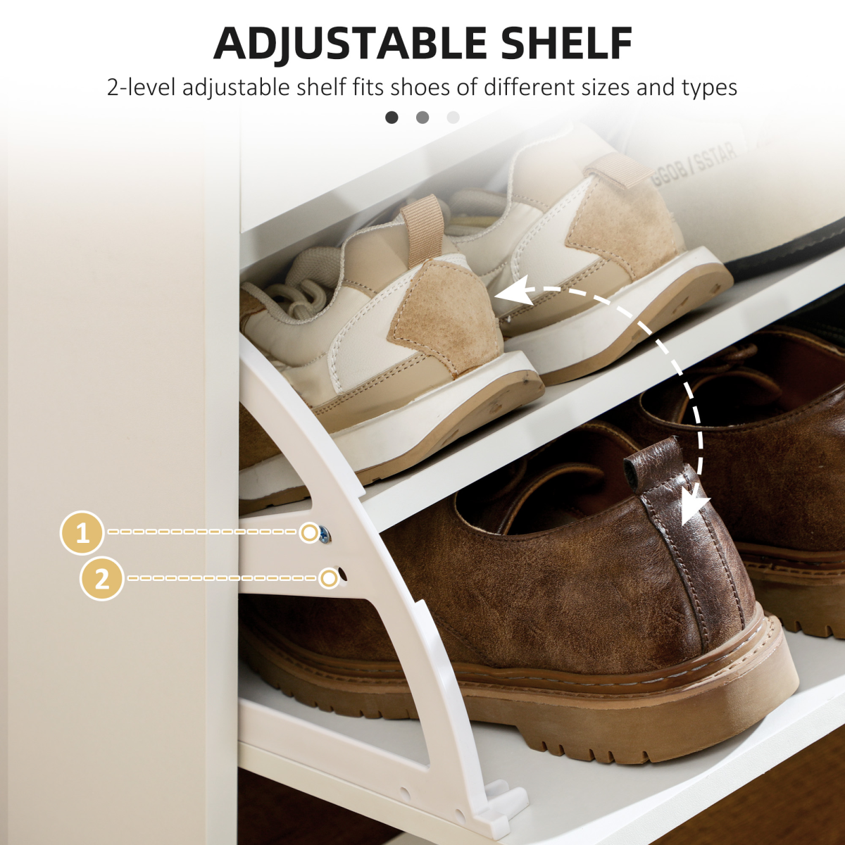 HOMCOM Slim Shoe Cabinet with 2 Flip Drawers, Holds 12 Pairs, White