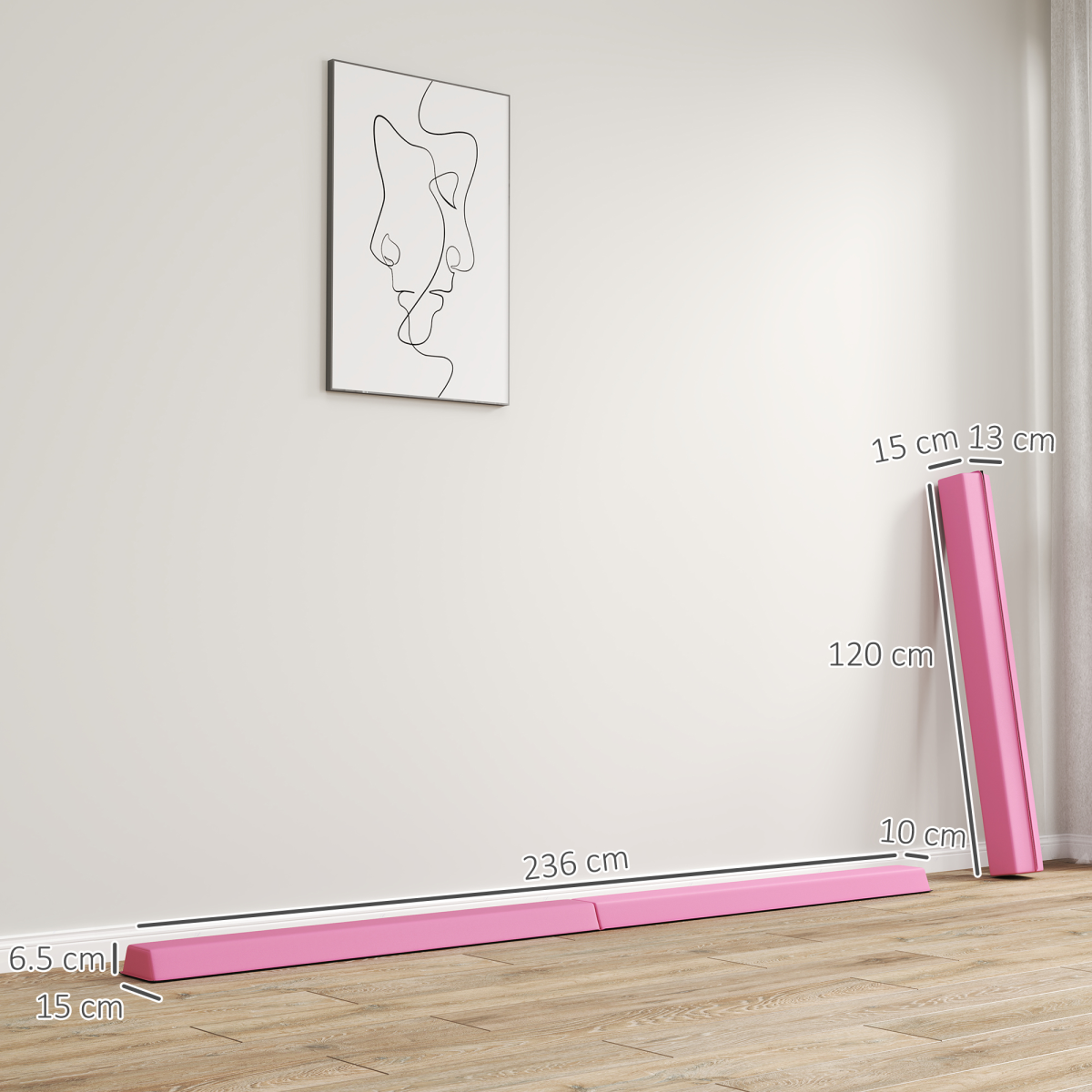 SPORTNOW 7.7FT Folding Gymnastics Balance Beam, Non-Slip Base, Pink