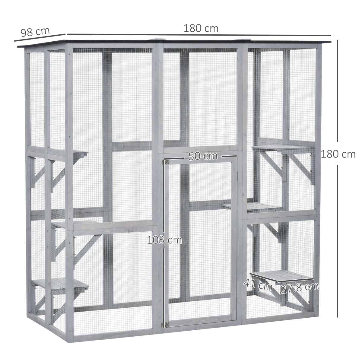 PawHut Wooden Catio with Platforms, Weatherproof Cat Enclosure