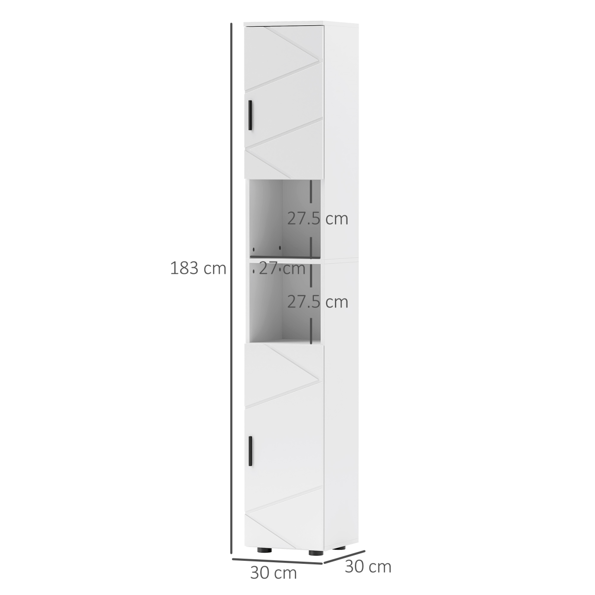 kleankin Tall Slim Bathroom Storage Cabinet with Soft Close, White