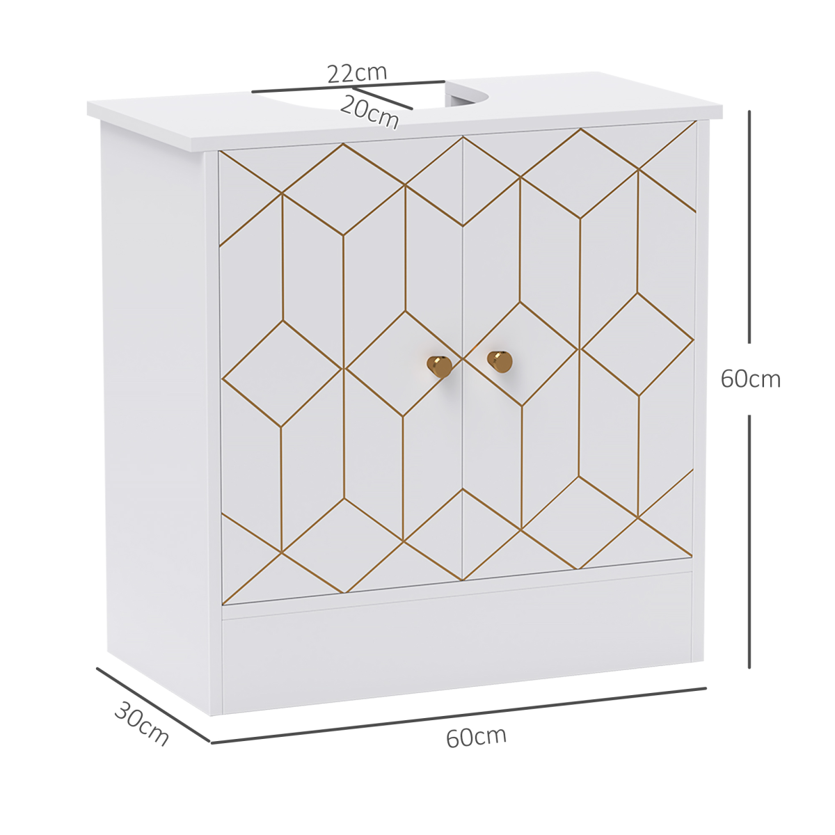 HOMCOM White Bathroom Under Sink Cabinet for Basin, Adjustable Shelf