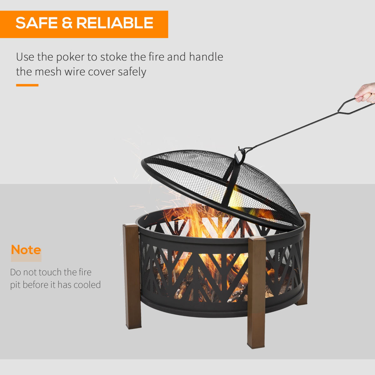 HOMCOM 2-in-1 Outdoor Fire Pit Bowl with BBQ Grill Grate, 30" Spark Screen Cover