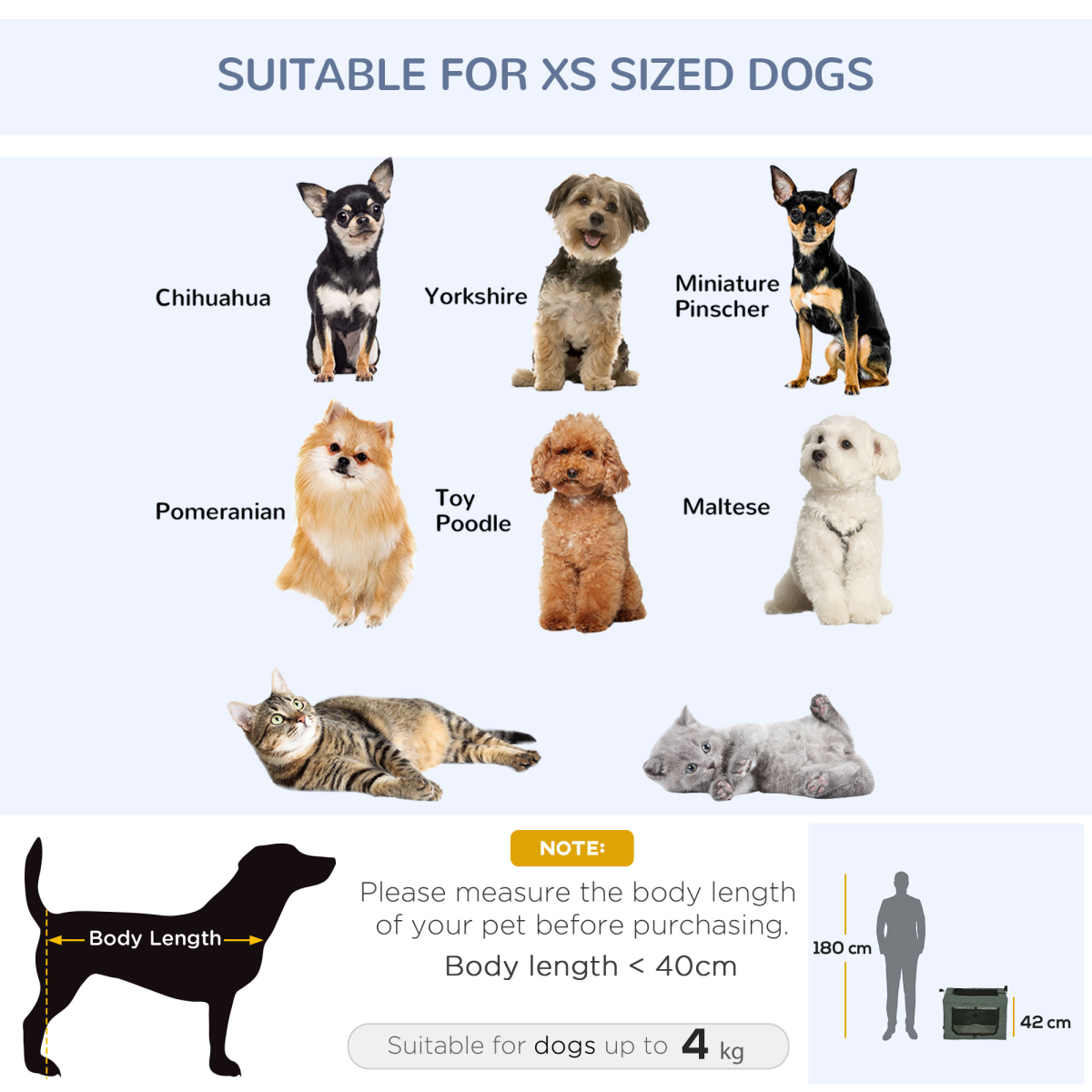 Foldable 3-Door Pet Carrier Bag with Cushion, Grey