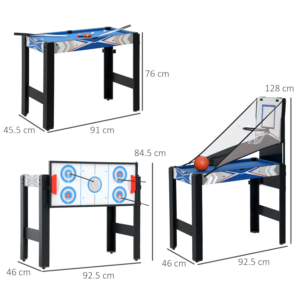 SPORTNOW 5-in-1 Game Table Combo for Kids, Blue