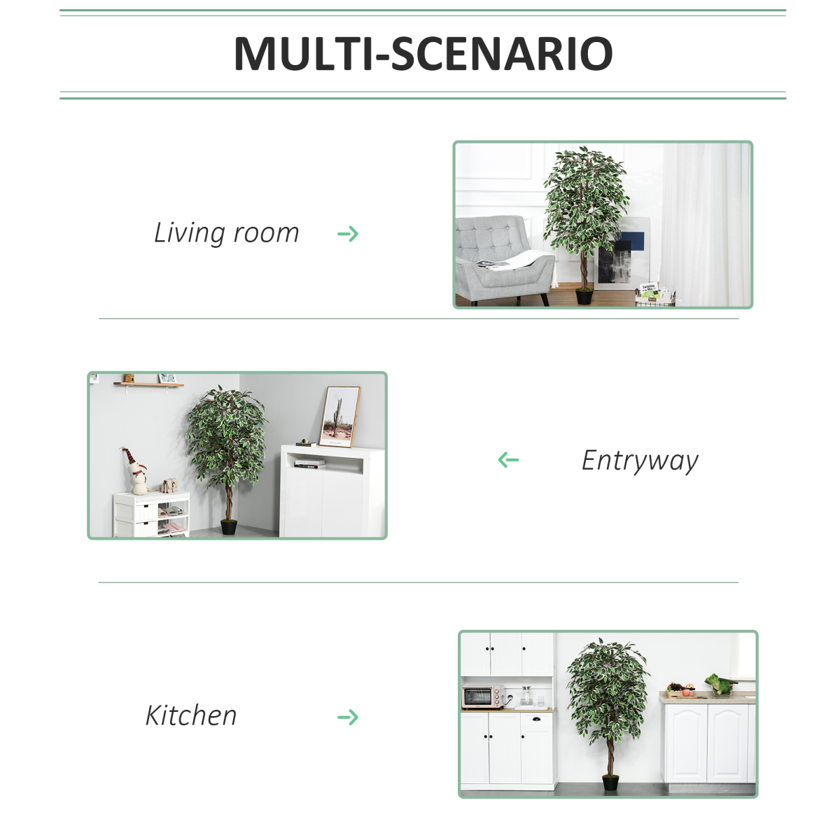 Outsunny Artificial Ficus Tree with Pot, 160cm