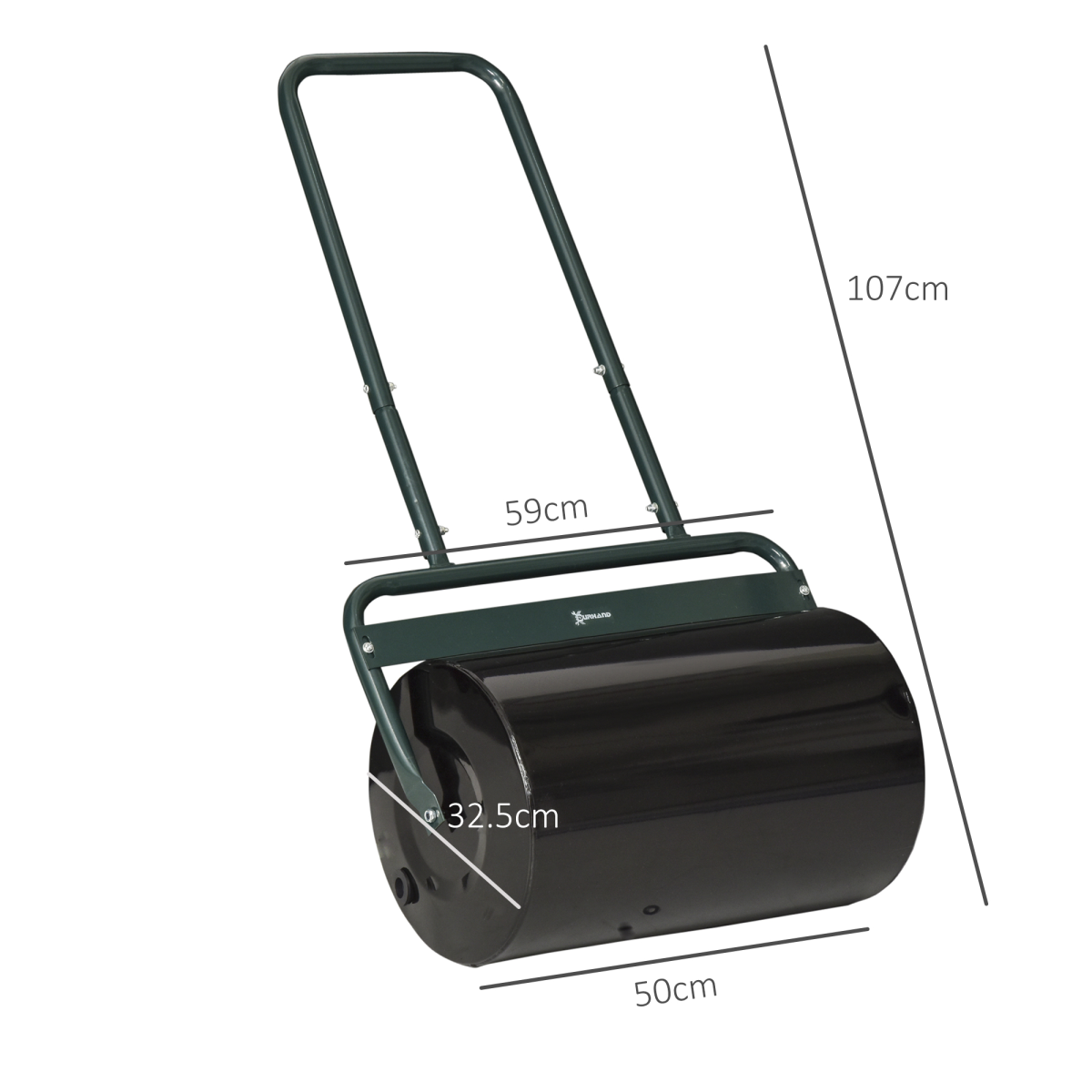 Outsunny 38L Push-Pull Garden Roller, Water/Sand Fill, Dark Green