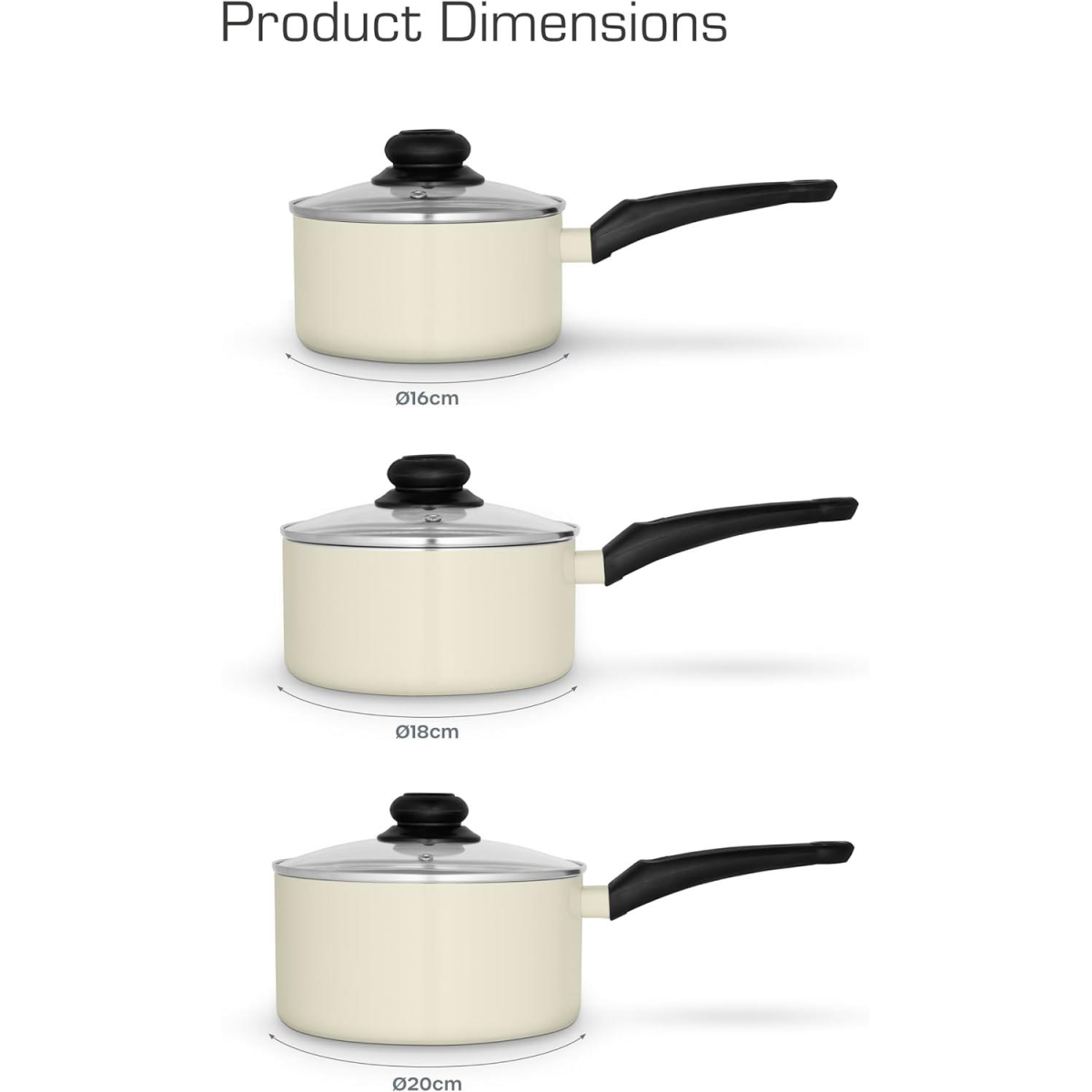 Swan Townhouse 3 Piece Sauce Pan Set Cream